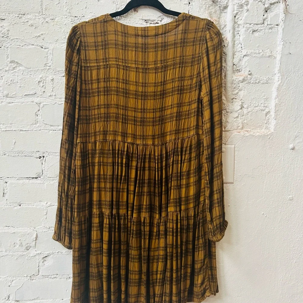 Urban Outfitters Mustard Plaid Long Sleeve Dress - Picture 4 of 4